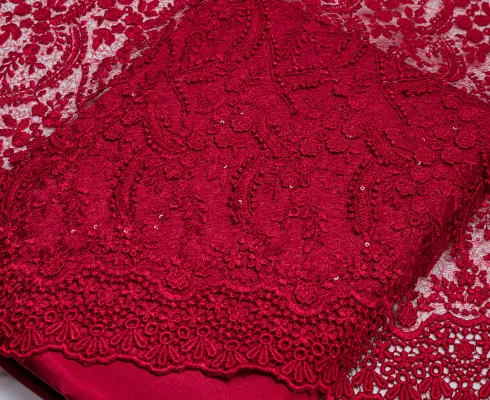 ผ้าลูกไม้ทูลเล่ดอกลอย - Tulle Applique Lace Fabric Shop "United Lace" 